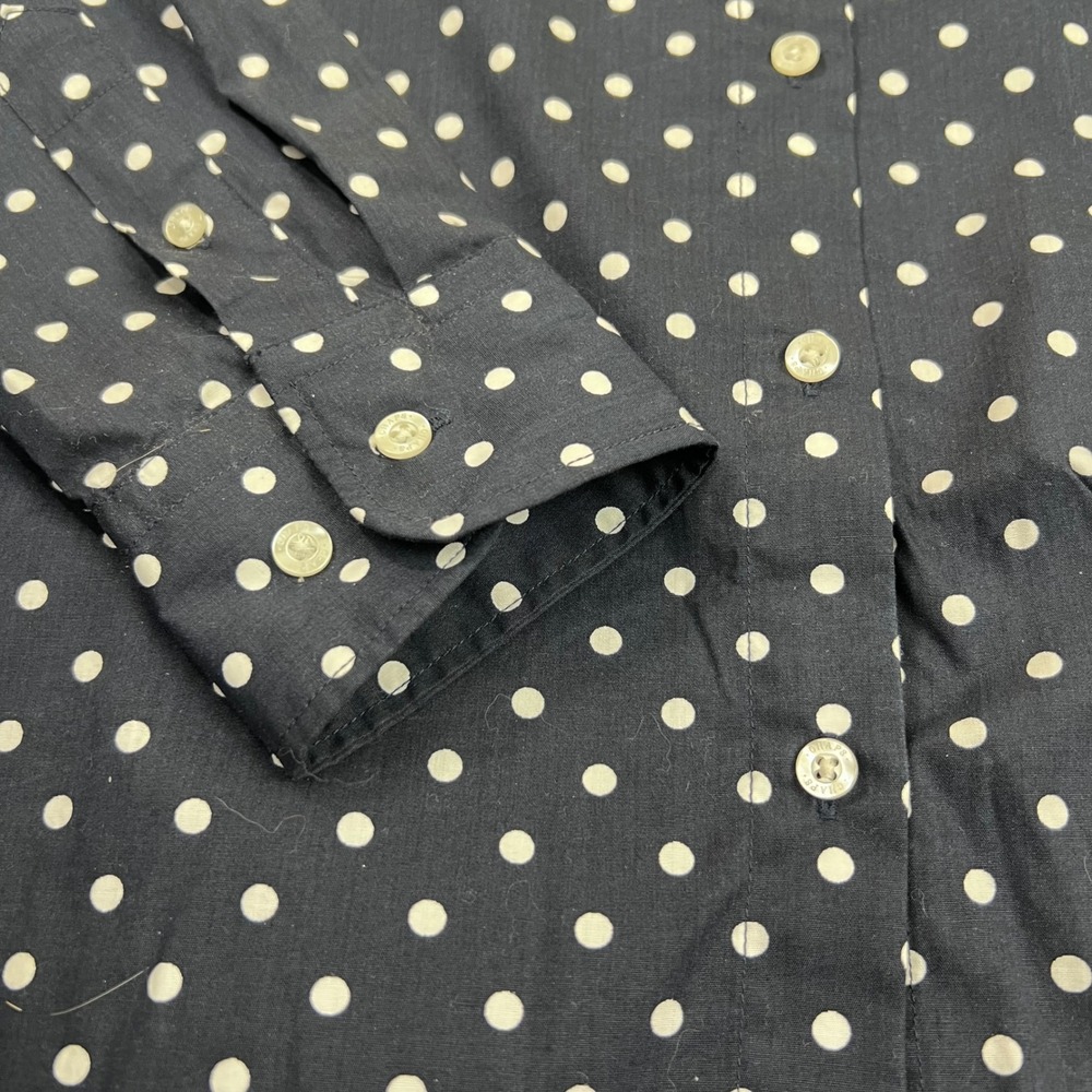 Chaps Womens Petite Polka Dot Button Down Shirt Long Sleeve Size MP Blue White‎ - Picture 8 of 9